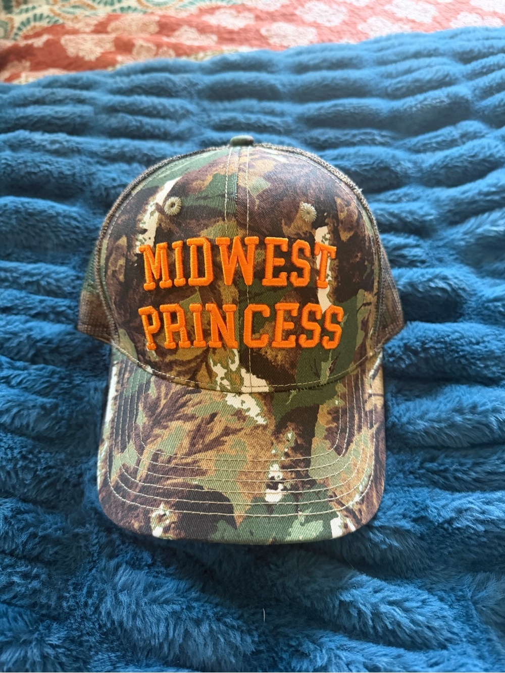 Midwest Princess Camouflage Baseball Cap with Orange Embroidery
